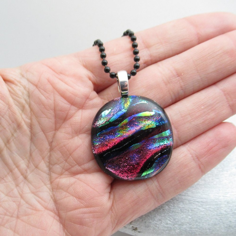 Dichroic Glass Pendant on chain